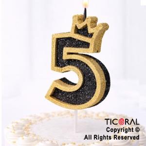 VELA NUMERO CORPOREO CON GIBRE ORO N.5 x 1